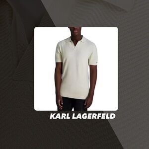 NWT Karl Lagerfeld Paris Textured Open Collar Polo